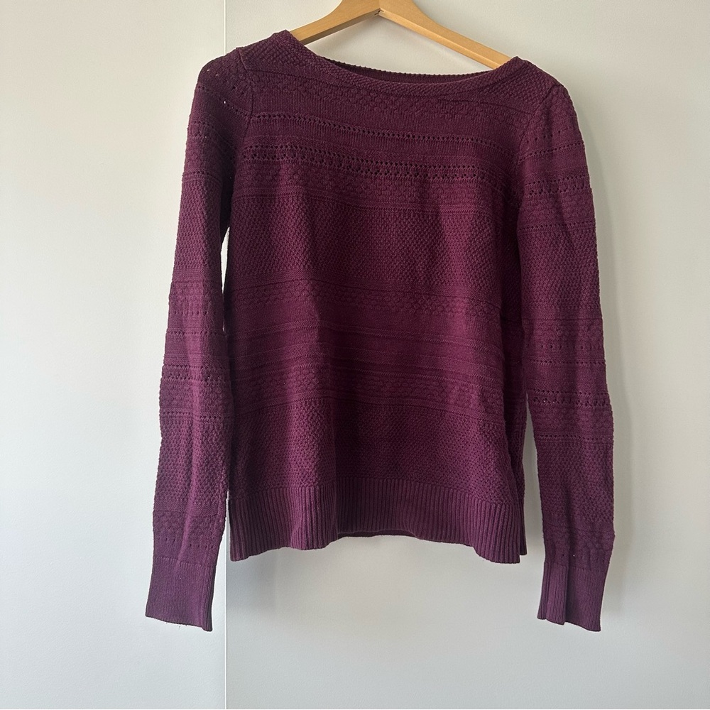 LOFT Purple Crew Neck Textured Sweater